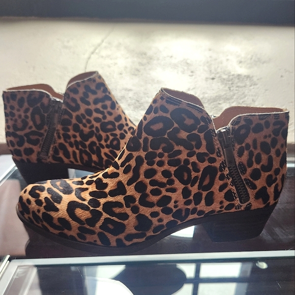 Calf Hair Lucky Brand Basel 2 Leopard Print Fur Ankle Boot 7.5 / 38 - Picture 6 of 7